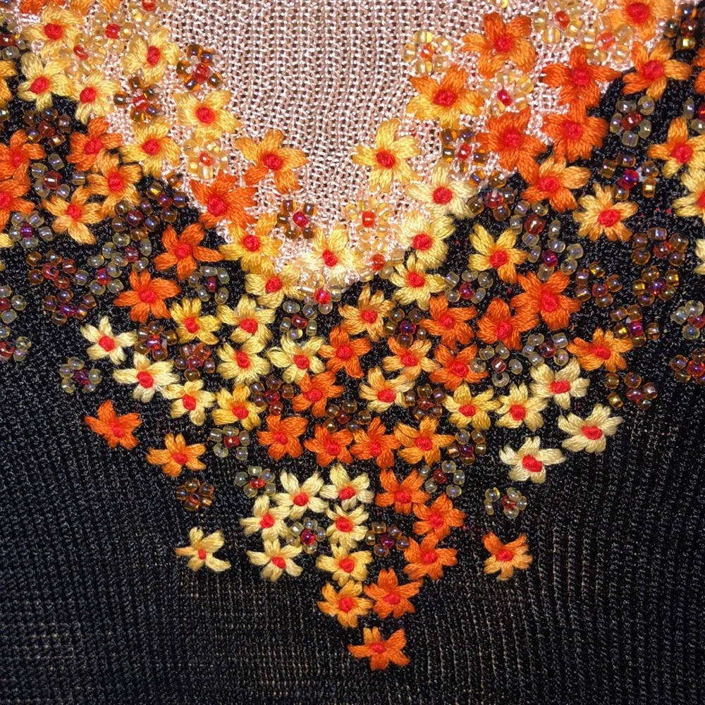 MOSCHINO Embroidered Black Tank Top Size 6 - Picture 3 of 15